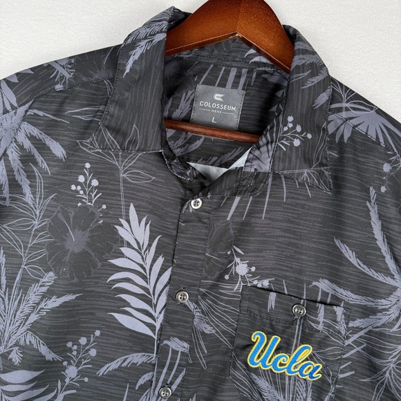 Colloseum Other - UCLA Bruins Hawaiian Shirt Mens Large Black Floral Tropical Embroidered Logo